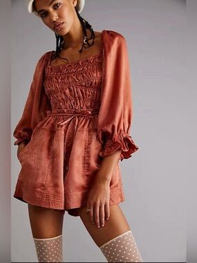 FREE PEOPLE Cassidy Romper Terra Cotta Orange XS